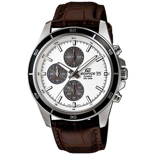 Reloj Casio Edifice EFR-526L-7AV Fecha Cronómetro Aceri Inoxidable Correa Cuero Marron