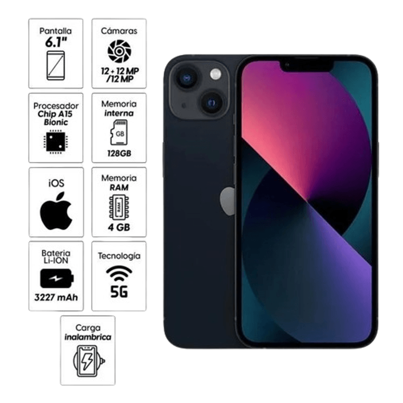 Celular-Apple-iPhone-13-128GB-ROM-4GB-RAM-NUEVO-SELLADO---Midnight