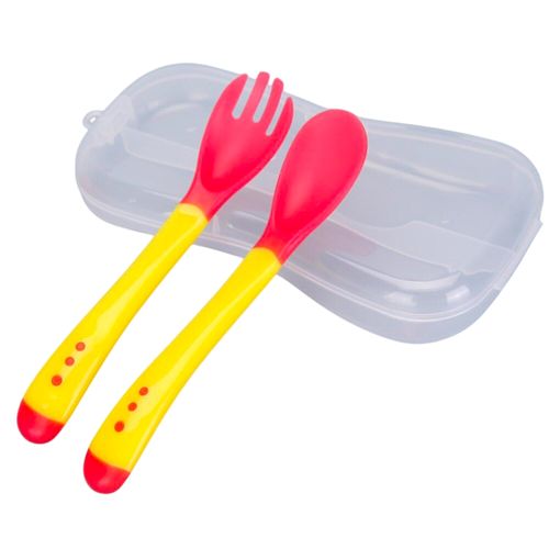 Pack Cubiertos Sensorial De Silicona Para Bebe Baby Froggie Amarillo
