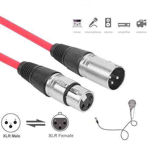 Cable para Microfono XLR 3 pines 1.5 Metros Rojo blindado