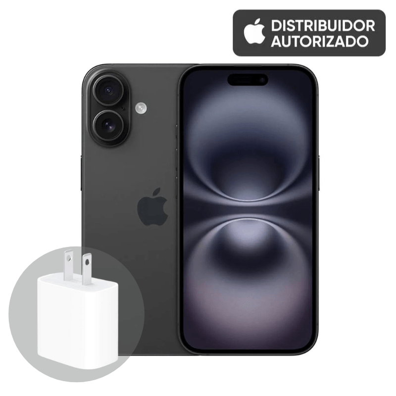 IPHONE-16-128GB-C-CHIP-NEGRO---CARGADOR-APPLE-20W