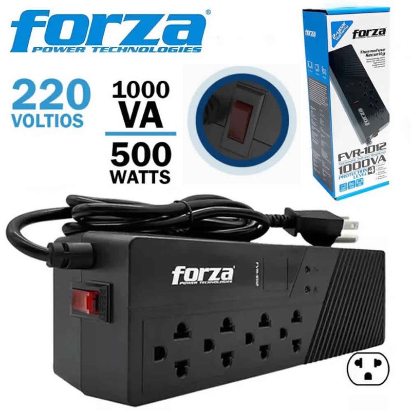 ESTABILIZADOR-FORZA-1000-VA--FVR-1012USB-500W--4-TOMAS-NEGRO-