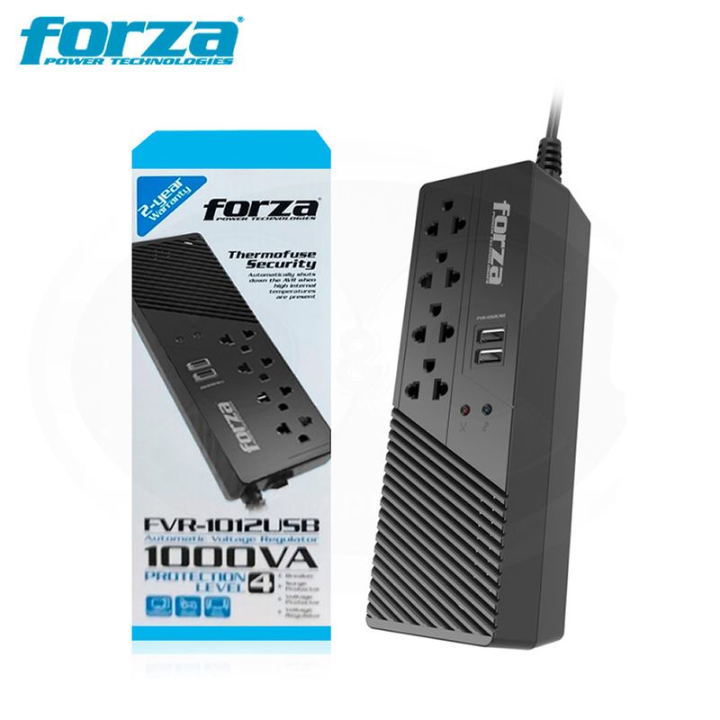 ESTABILIZADOR-FORZA-1000-VA--FVR-1012USB-500W--4-TOMAS-NEGRO-