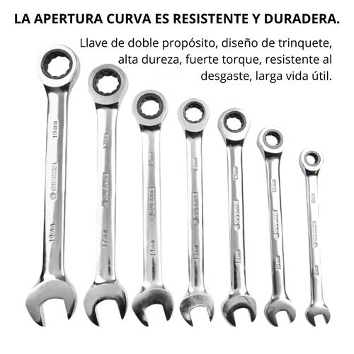 Juego de Llaves Mixtas Combinadas 8, 10, 12, 13, 14, 17 y 19mm