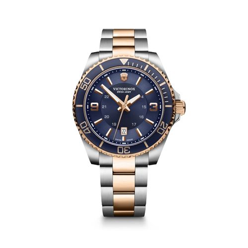 Reloj Maverick Large correa acero inoxidable bicolor, dial azul, Victorinox