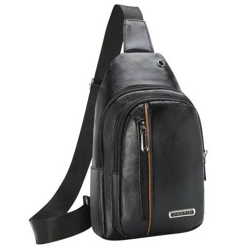 Morral Hombre Cuero Sintético Mochila Pechera Riñonera Calidad 3A Negro