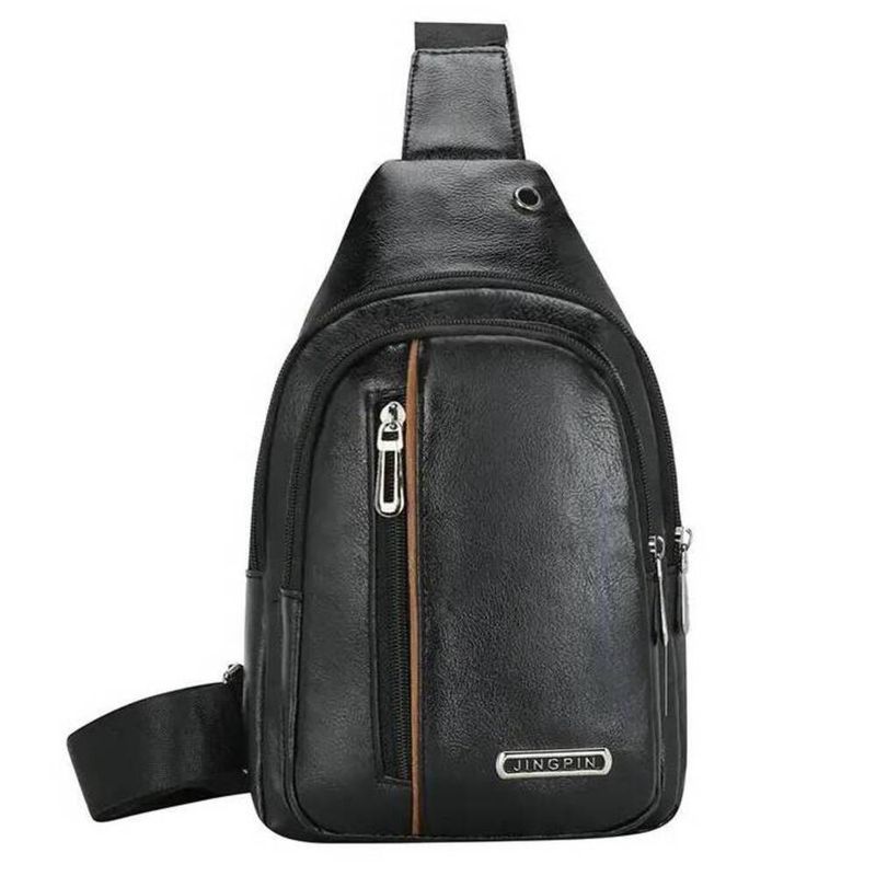 Morral-Hombre-Cuero-Sintetico-Mochila-Pechera-Riñonera-Calidad-3A-Negro