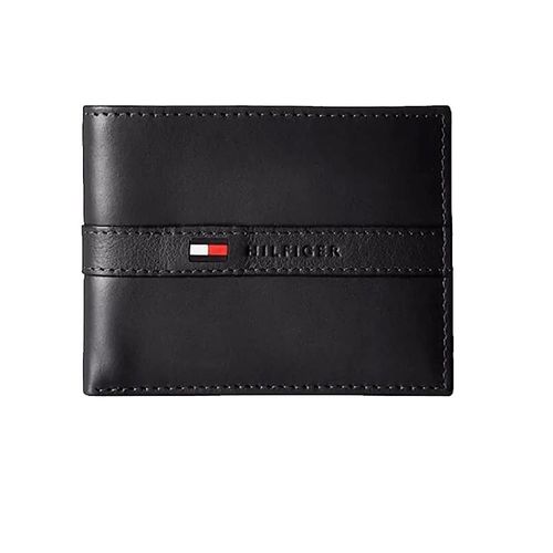 Billetera Tommy Hilfiger LUJO Cuero Genuino Billetera  Negro