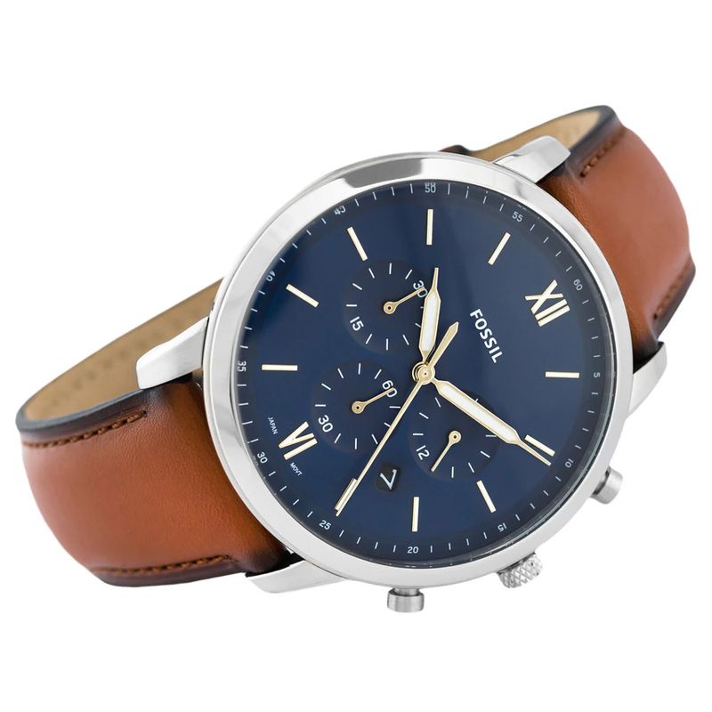 Reloj-Fossil-Neutra-FS5708SET-Fecha-Cronometro-Correa-de-Cuero-Marron-Set-con-Pulsera-