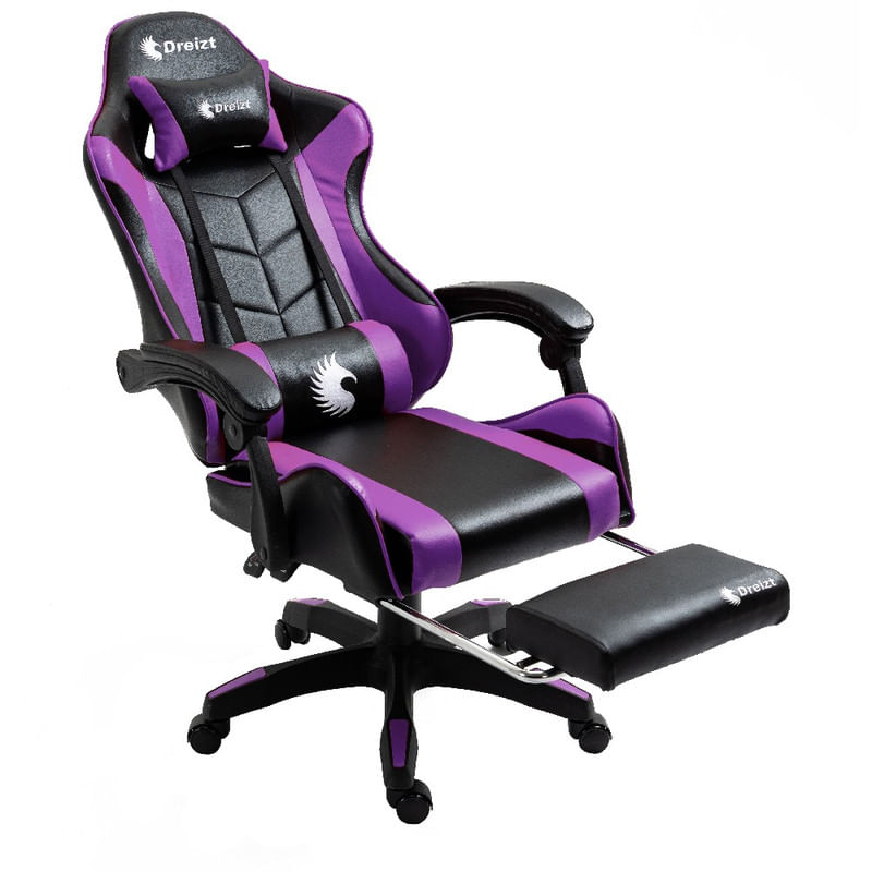 Silla-Gamer-Ergonomica-Dreizt-Shine-Series-Purpura-con-Posapies-Reclinable