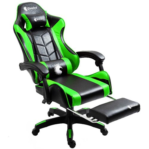 Silla Gamer Ergonómica Dreizt Shine Series Verde con Posapies Reclinable
