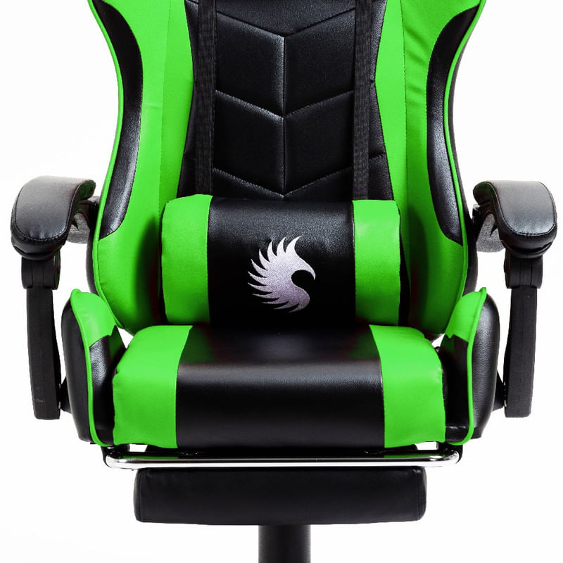 Silla-Gamer-Ergonomica-Dreizt-Shine-Series-Verde-con-Posapies-Reclinable