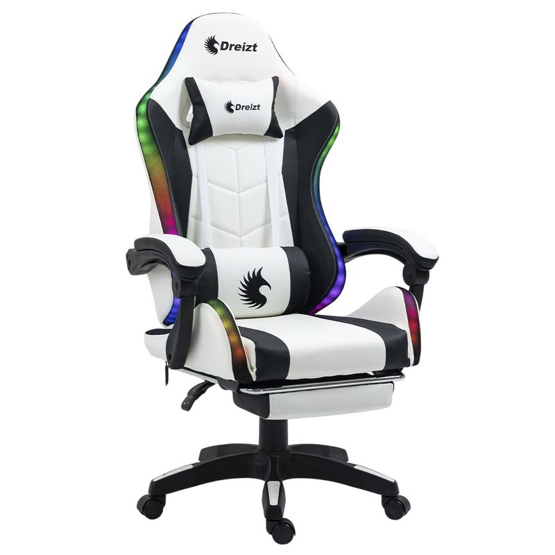 Silla-Gamer-Ergonomica-Dreizt-Shine-RGB-Series-Blanco-Luces-con-Posapies-Reclinable