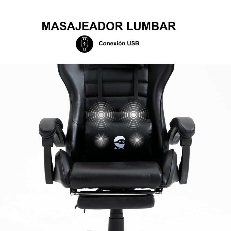 Silla-Gamer-Con-Masajeador-Lumbar-Playpro-X1-Negro-Base-De-Metal