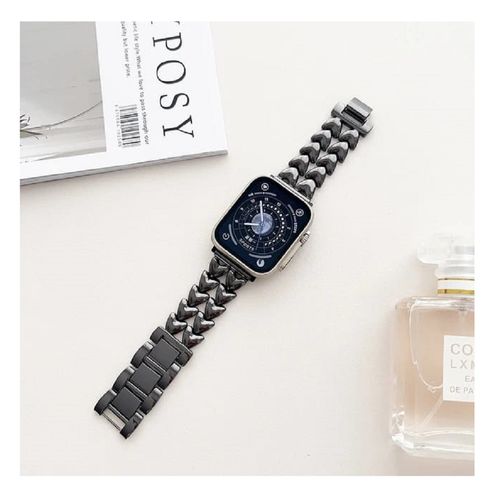 CORREA DOBLE CORAZON DE ACERO PARA WATCH 42-44-45-46-49MM-NEGRO