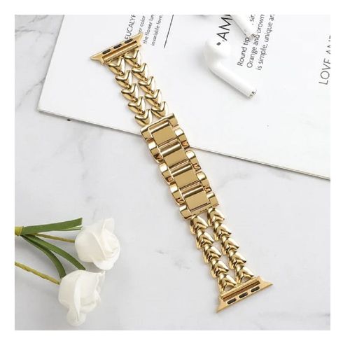 CORREA DOBLE CORAZON DE ACERO PARA WATCH 42-44-45-46-49MM-DORADO