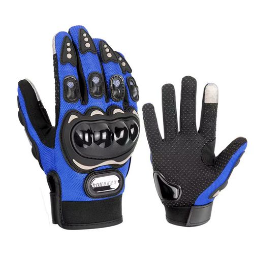 Guantes para Moto Dedo Completo y Táctil Guantes Protector Azul Talla L