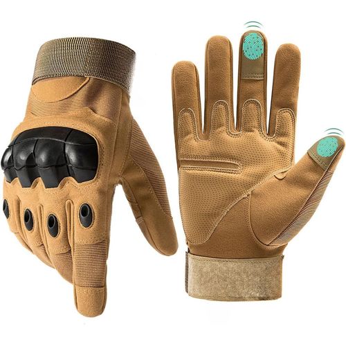 Guantes Táctico Militar de Dedo Completo para Moto, Gym, Ciclismo, etc Camel Talla L