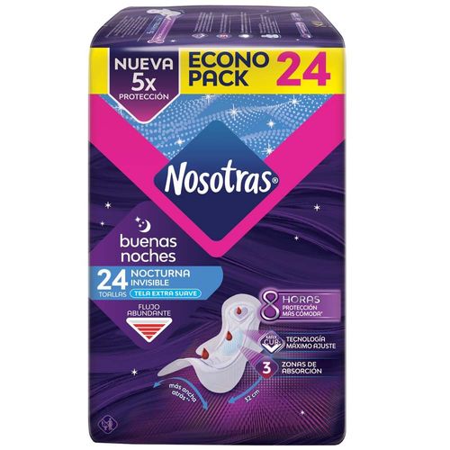 Toallas Higiénicas NOSOTRAS Buenas Noches Invisible Paquete 24un