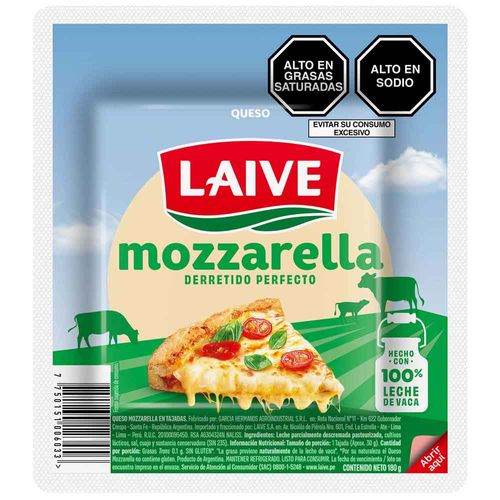 Queso Mozarella en Tajadas LAIVE Paquete 180g