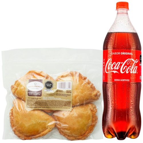 Pack Empanada de Carne Paquete 4un + Gaseosa COCA COLA Botella 1.5L