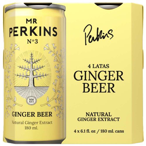 Agua Saborizada MR PERKINS Beer Lata 180ml Paquete 4un
