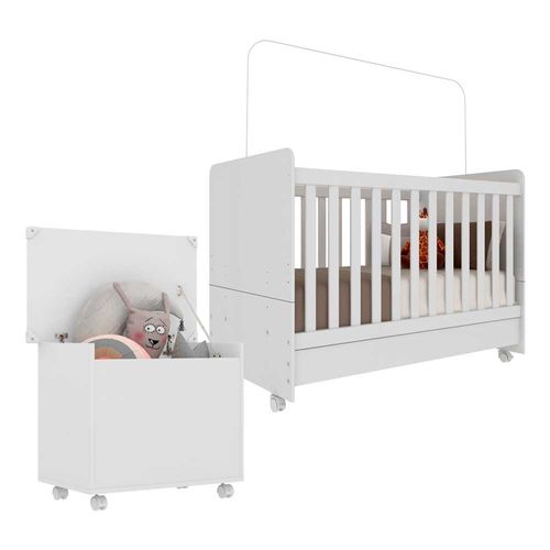 Pack VIVA HOME Cuna Cama 3x1 Blanco + Baúl con Ruedas Blanco
