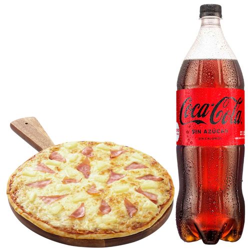 Pack Pizza Hawaiana Familiar LA FLORENCIA + Gaseosa COCA COLA Sin Azúcar Botella 1.5L