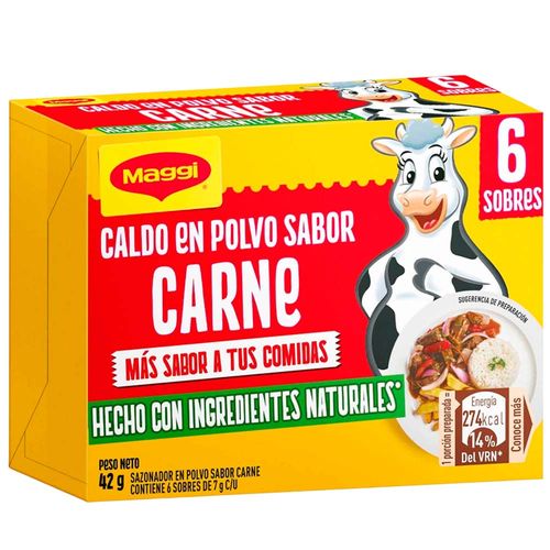 Caldo en Polvo MAGGI Sabor a Carne Caja 42g