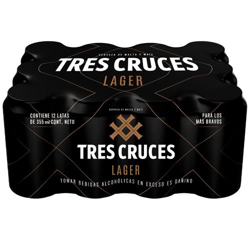 Cerveza TRES CRUCES Lager Lata 355ml Paquete 12un