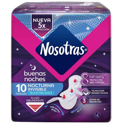 Toallas Higiénicas NOSOTRAS Buenas Noches Invisible Paquete 10un