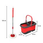 Balde-Escurridor-Automatico-Trapeador-2-Mopas-Dispensador-Rojo