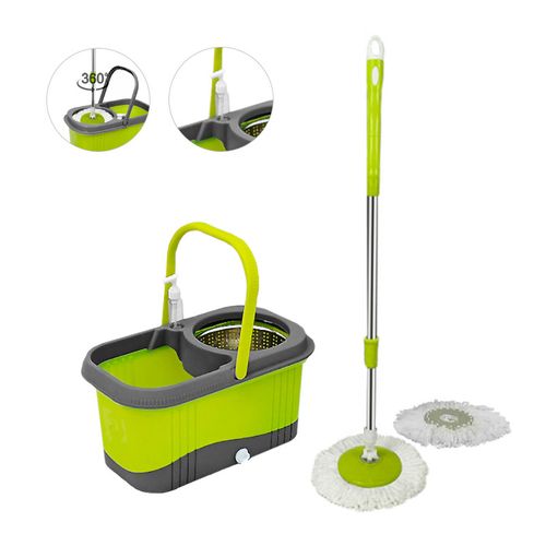 Balde Escurridor Automático Trapeador 2 Mopas+Dispensador Verde