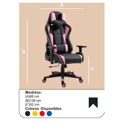 Silla Ultra Masajeadora Gamer Mistyc color Negro/Rosa Ergonomica TU MESITA