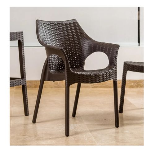 Silla Clásica estilo Ratán Yoli color Marrón TU MESITA Con brazos