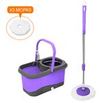 Balde-Escurridor-Automatico-Trapeador-3-Mopas-Dispensador-Morado