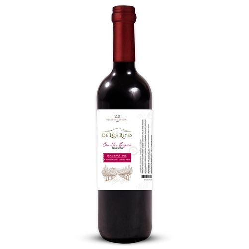 Vino Tinto DE LOS REYES Borgoña Semi Seco Botella 750ml