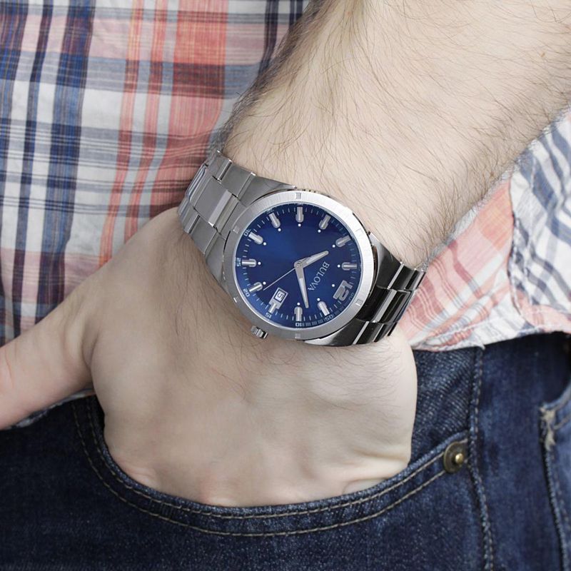 Reloj-Bulova-96B220-Fecha-Acero-Inoxidable-Plateado-Azul