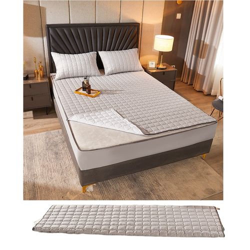Protector de colchon funda para cama impermeable 2 plazas- Gris claro