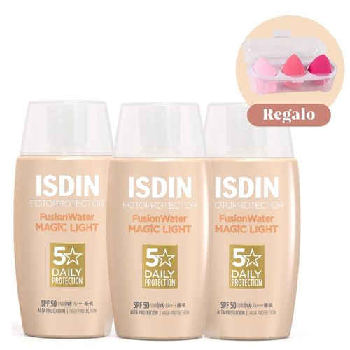 Trio Isdin Fotoprotector Fusion Water Color Light SPF50 50ml - Bloqueador Solar Facial Con Color Oil