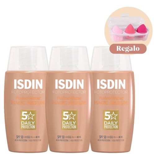 Trio Fotoprotector Isdin Fusion Water Color Medium Oil Control SPF 50+ 50ml