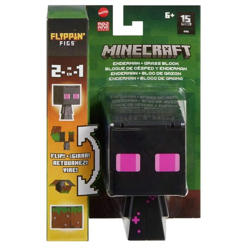 Minecraft Figura Intercambiable Enderman y Bloque De Césped