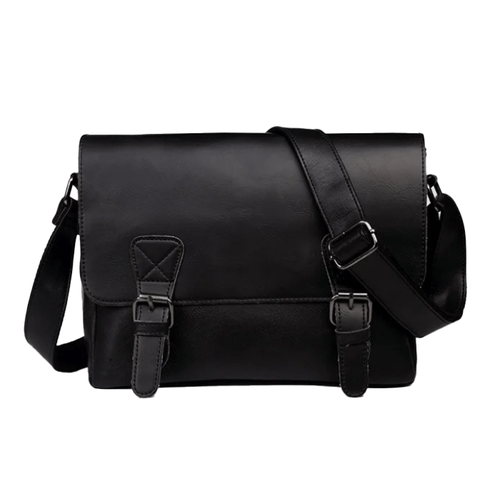 Maletin Ejecutivo Crossbody Negro Hombre Portalaptop 12pulg (28x23x8) Cuero Importado