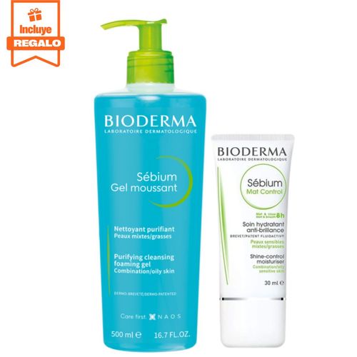 Pack Bioderma Sébium Gel Moussant 500ml + Mat Control