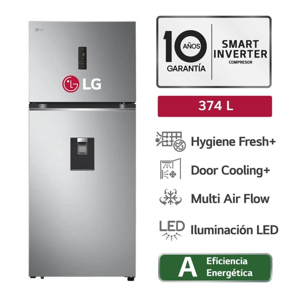 Refrigeradora LG Top Mount No Frost con Hygiene Fresh 374 Litros GT37SGP