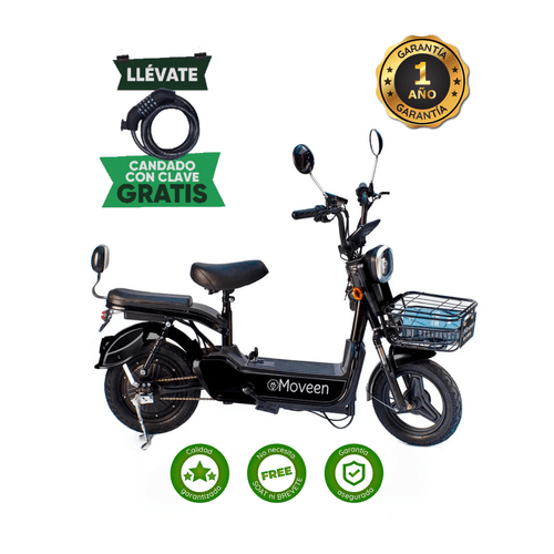 BICIMOTO ELÉCTRICA MOVEEN MED URBAN 2 NEGRO + CANDADO CON CLAVE DE REGALO