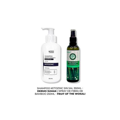 SHAMPOO SIN SAL KETOZINC 350ML+ SPRAY DE FIBRA DE BAMBOO 250ml