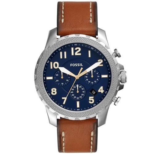Reloj Fossil Bowman FS5602 Cronómetro Correa de Cuero Marrón Azul