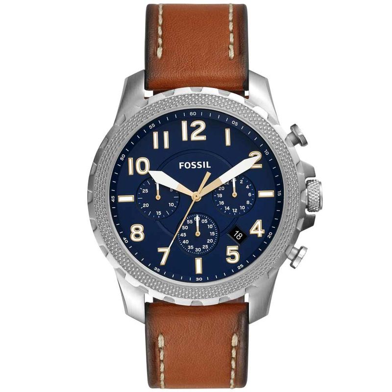 Reloj-Fossil-Bowman-FS5602-Cronometro-Correa-de-Cuero-Marron-Azul