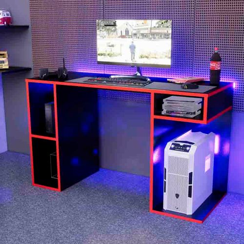 Escritorio Gamer NR 01 120cm Movenda Negro/Rojo